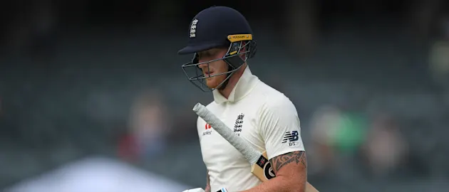 England batsman Ben Stokes reacts after being dismissed during Day One of the Fourth Test between South Africa and England at The Wanderers on January 24, 2020 in Johannesburg, South Africa.