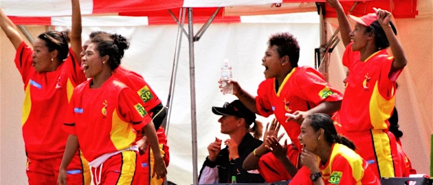 PNG Lewas celebrate the winning runs