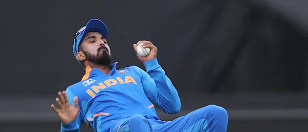 KL Rahul takes a catch in ICC Cricket World Cup warm up match