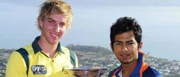 36971 Will Bosisto and Unmukt Chand with the trophy