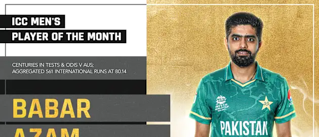 Babar Azam was voted the ICC Men's Player of the Month for March 2022