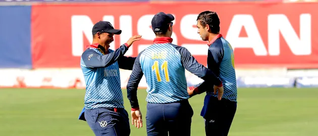 Namibia celebrate wicket of Kevin O'Brien