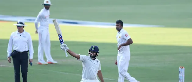 Rohit, playing his first Test since October last year, slammed his third century in Test cricket to finish on 102 not out