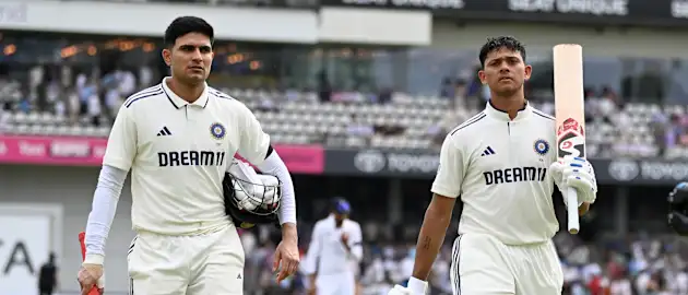 Logo of Jaiswal, Gill with milestone tons on India's commanding day