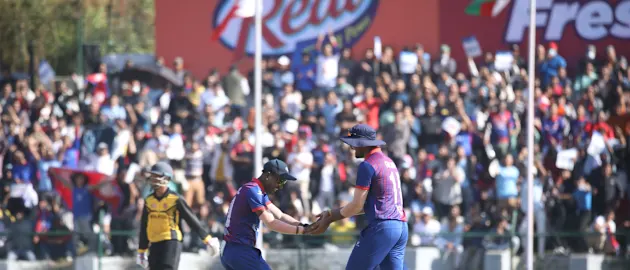 Action from the ICC T20 World Cup Asia Qualifier Final