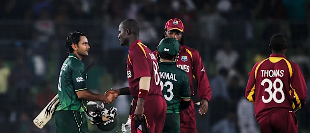Pakistan crushed the West Indies to reach the semi-finals.