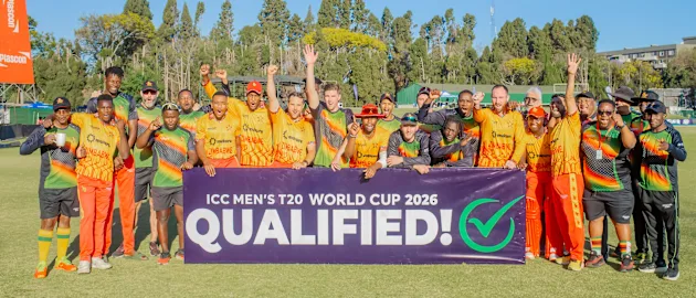 Zimbabwe celebrates after qualifying for the ICC Men's T20 World Cup 2026