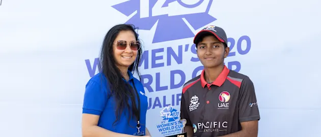 Theertha Satish was adjudged the Player of the Match for her impressive display