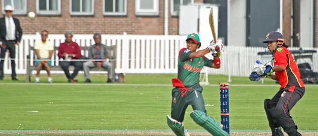 Match 4: Shamima Sultana belts one to midwicket, Bangladesh Women v PNG Women, Group A, ICC Women's World Twenty20 Qualifier at VRA Ground, Jul 7 2018