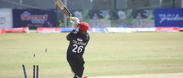 Action from the ICC T20 World Cup Asia Qualifier Final