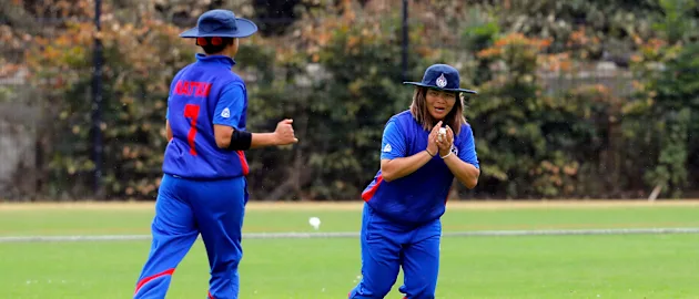 Thailand fielder takes the catch of RV Scholes, 9th Match, Group B, ICC Women's World Twenty20 Qualifier at Utrecht, Jul 10th 2018.