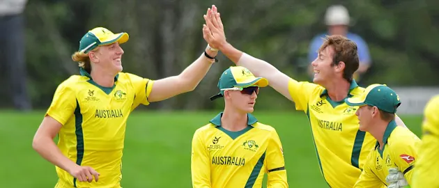 Australia U19 celebrate their win over Afghanistan in the semi-final
