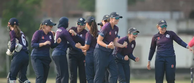 Winning celebration by Scotland
