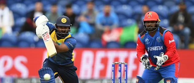 Kusal Perera drives against Afghanistan