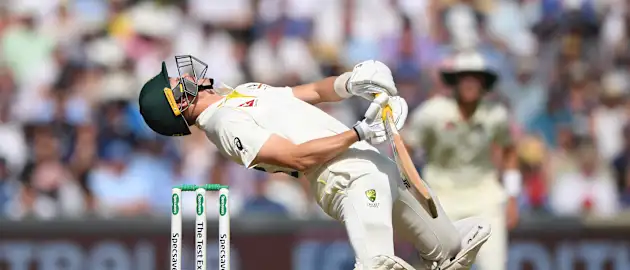 Marnus Labuschagne gets out of the way of a short ball