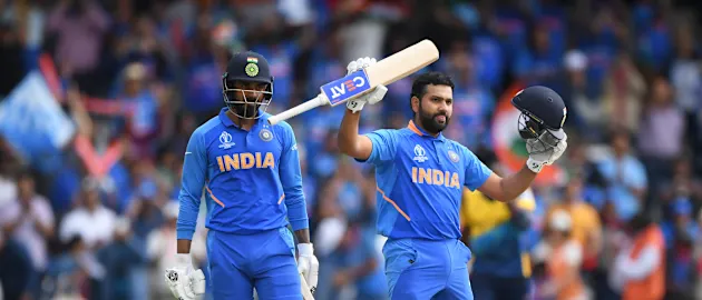 Rohit Sharma celebrates a century against Sri Lanka at Headingley