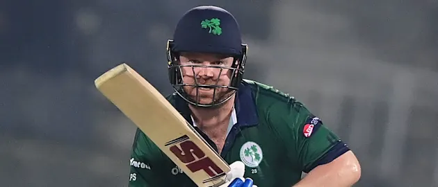 Ireland's Paul Stirling plays a shot during the first one-day international (ODI) cricket match between Bangladesh and Ireland at the Sylhet International Cricket Stadium in Sylhet on March 18, 2023.