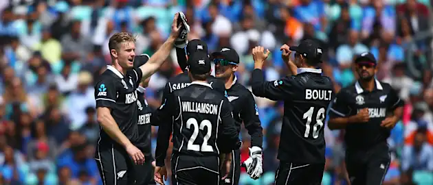 New Zealand celebrate Pandya wicket