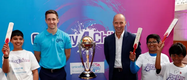 #OneDay4Children ambassador Nasser Hussain and England all-rounder Chris Woakes, launched the tournament-wide campaign