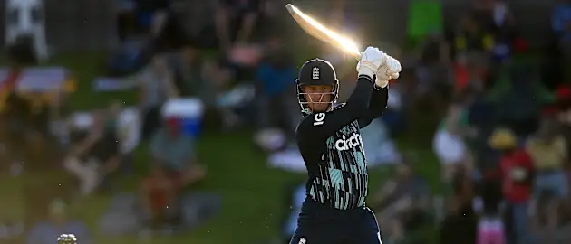 Jason Roy of England hits runs during the 1st One Day International match between South Africa and England at Mangaung Oval on January 27, 2023 in Bloemfontein, South Africa.