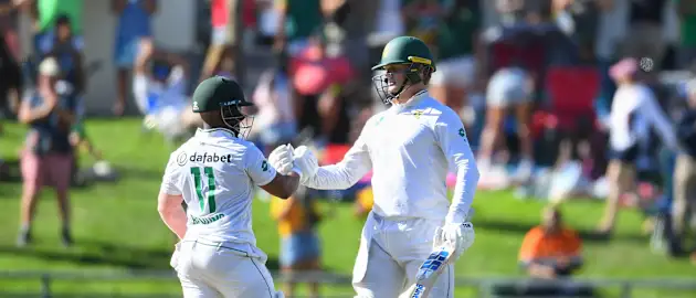 Temba Bavuma and Ryan Rickelton in action against Pakistan in the World Test Championship 2023-25