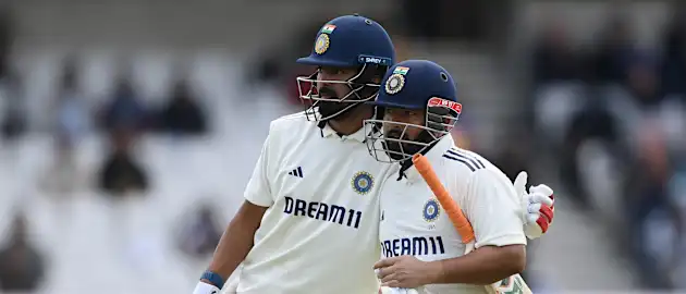 Rishabh Pant and KL Rahul embrace after a defying stand