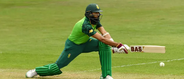 Hashim Amla of South Africa bats during the ICC Cricket World Cup 2019 Warm Up match between Sri Lanka and South Africa at Cardiff Wales Stadium on May 24, 2019 in Cardiff, Wales.