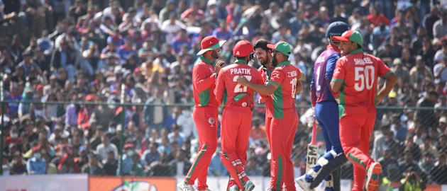 Action from the ICC T20 World Cup Asia Qualifier Final