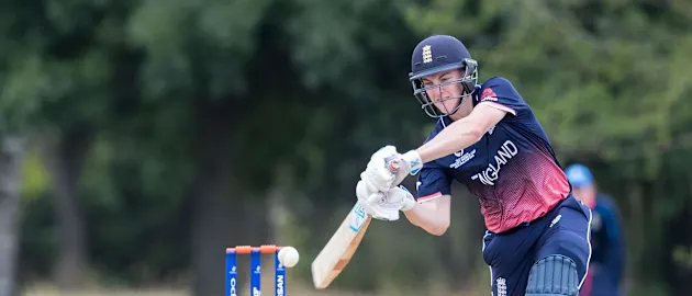 Will Jacks bats against Ireland in England's first warm-up match at Hagley Park.