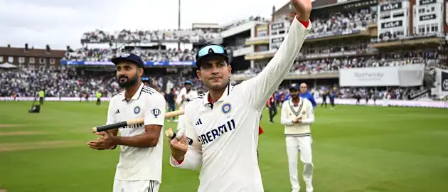 Shubman Gill celebrates after the match