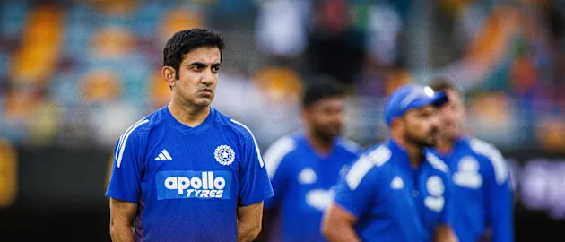 India's coach Gautam Gambhir looks on before the T20 cricket match between Australia and India at The Gabba