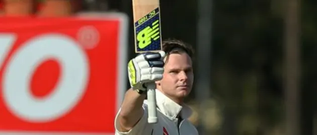 Steven Smith reached his 19th Test century and second one in the series in 227 balls