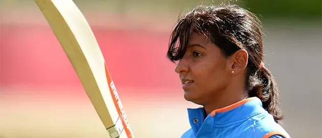 Harmanpreet Kaur of India walks off after scoring 171 not out during the ICC Women's World Cup 2017 match between Australia and India