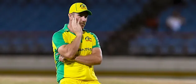 Aaron Finch injured his knee against the West Indies