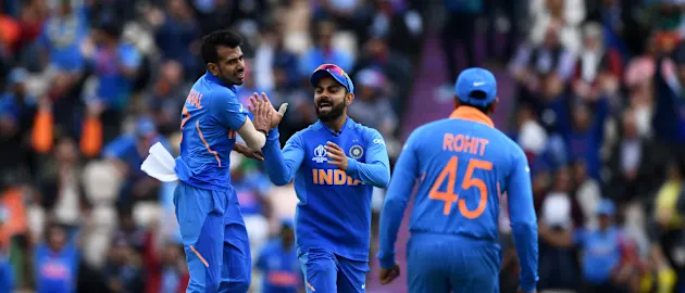 India celebrate a wicket