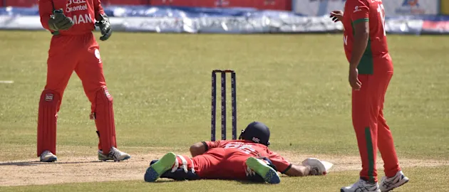 Action from the ICC T20 World Cup Asia Qualifier Final