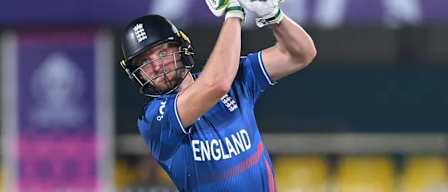 Jos Buttler of England bats during the ICC Men's Cricket World Cup India 2023 warm up match between England and Bangladesh
