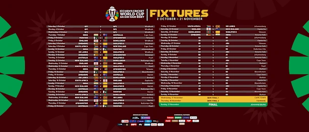 Full fixture list for ICC Men's Cricket World Cup 2027