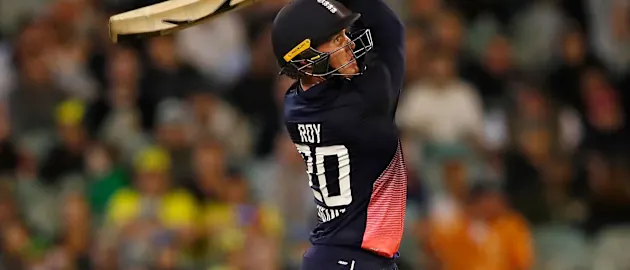 Jason Roy plays a shot at the MCG