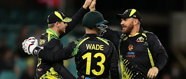 Aaron Finch celebrates a wicket