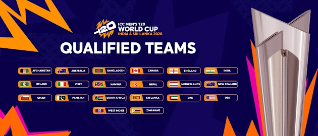 The 20 teams confirmed for T20WC26