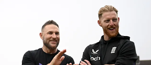 England's head coach Brendon McCullum along with Test captain Ben Stokes
