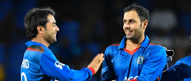 Rashid Khan (left) and Mohammad Nabi currently occupy the top position among bowlers and all-rounders respectively in the MRF Tyres ICC T20I Rankings