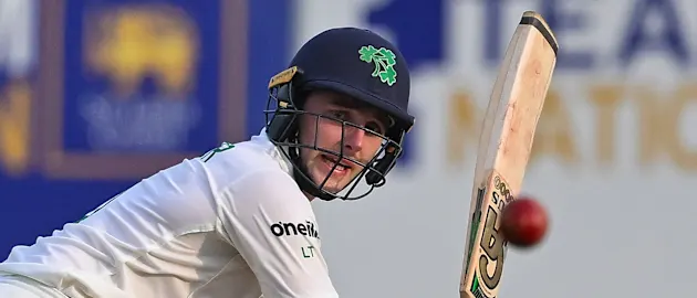 Ireland's Lorcan Tucker plays a shot during the first day of the second and final cricket Test match between Sri Lanka and Ireland 1920x1080