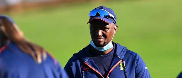 South Africa coach Hilton Moreeng looks on ahead of the 2022 ICC Women's Cricket World Cup match between Bangladesh and South Africa at University Oval on March 05, 2022 in Dunedin, New Zealand.