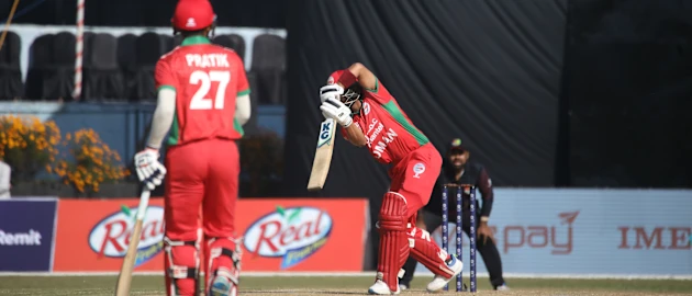 Action from the ICC T20 World Cup Asia Qualifier Final
