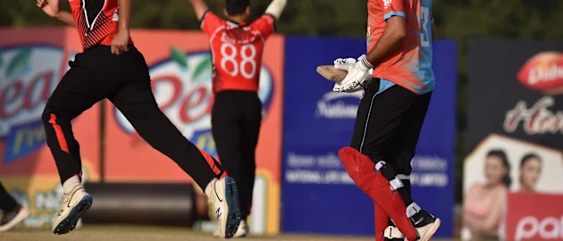 Action from the ICC T20 World Cup Asia Qualifier Final