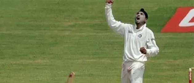 23818 Harbhajan Singh celebrates his 400th Test wicket