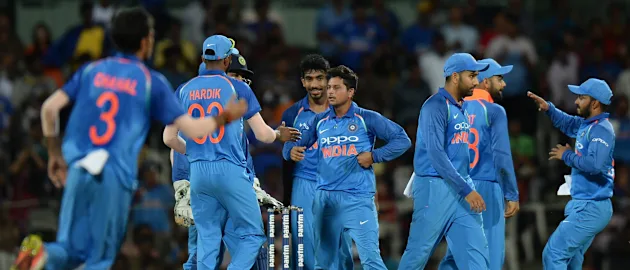 Kuldeep Yadav struck twice and finished with 2 for 33 to dent Australia's innings.