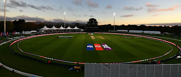 A general view is seen during the 2022 ICC Women's Cricket World Cup match between India and South Africa at Hagley Oval on March 27, 2022 in Christchurch, New Zealand.